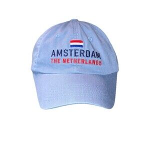 Weesp Holland Amsterdam The Netherlands Baseball Cap - Light Blue Leather Strap